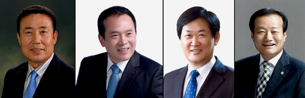 청주시의회 전반기 의장으로 거론되는 민주당 남일현(왼쪽부터)·변종오·신언식·하재성 의원.