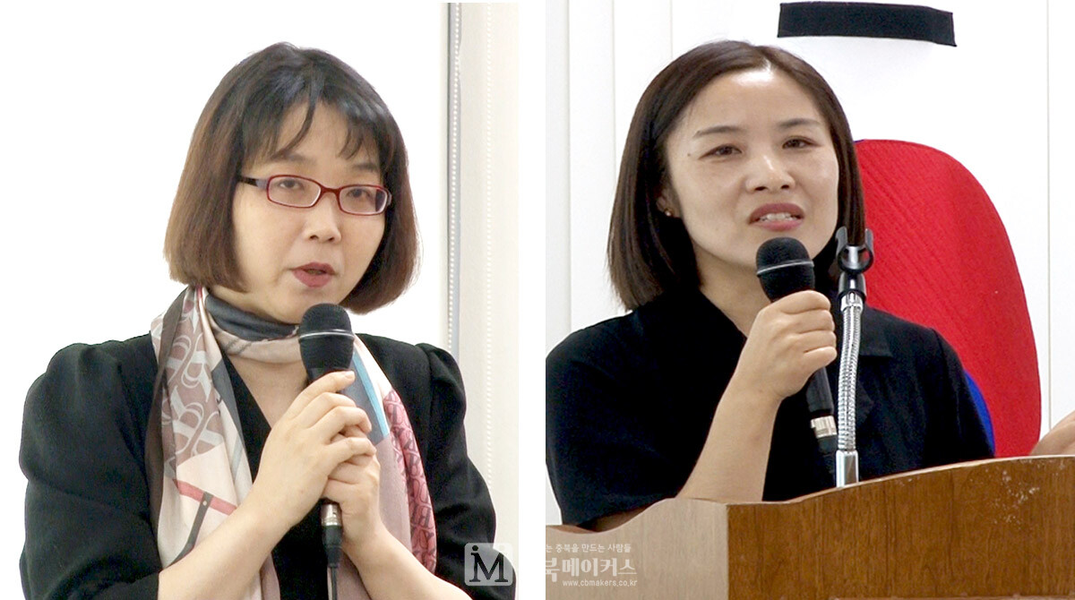 사진 왼쪽부터 김지연 (사)한국가족보건협회 대표, 박수경 행동하는학부모연합 대표이다.